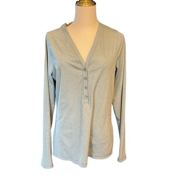 Athleta Tops - Athleta Women’s Uptempo Ribbed Henley Long Sleeve. Green. Size Large.